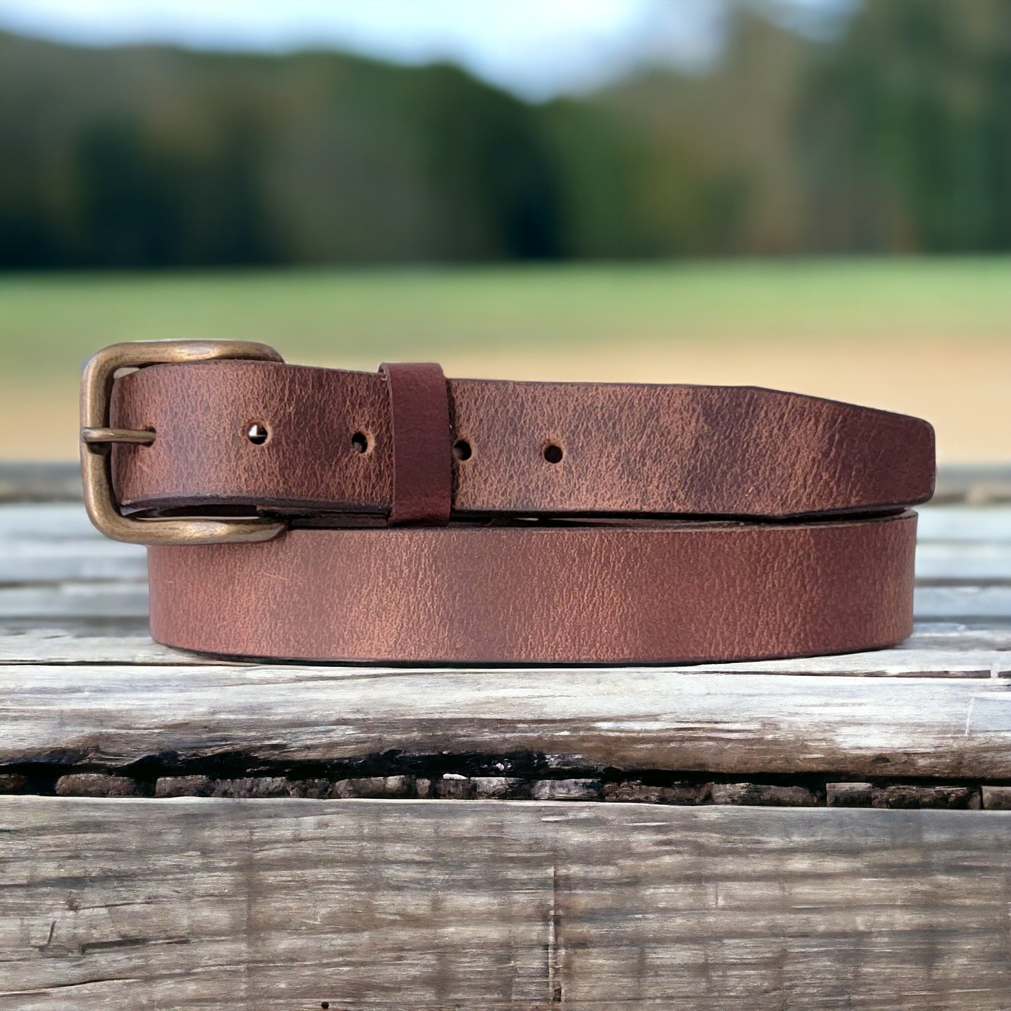 Brown Leather Belt - 35 mm Full Grain Distressed Leather Belt 4