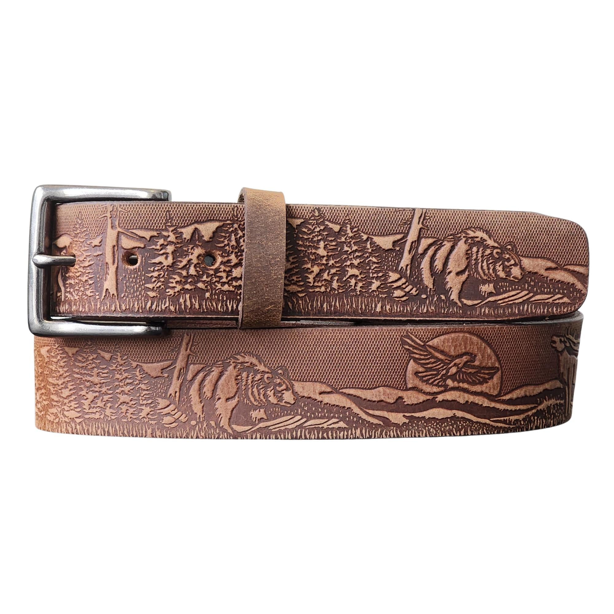 The Wildlife Belt - Black Embossed Full Grain Leather Belt Made in Canada 9