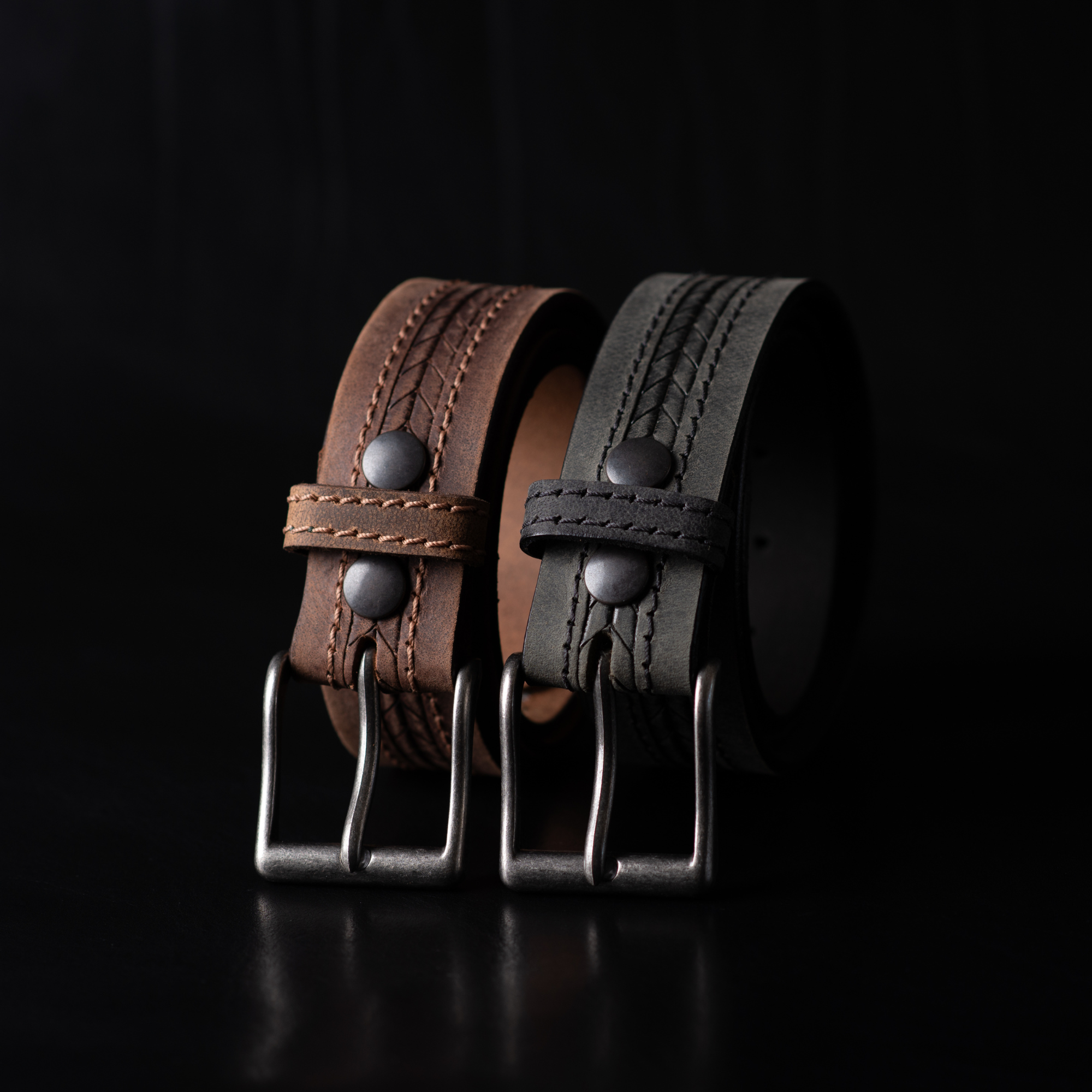 Brown Arrow Patterned 100% Real Distressed Leather Belt 4