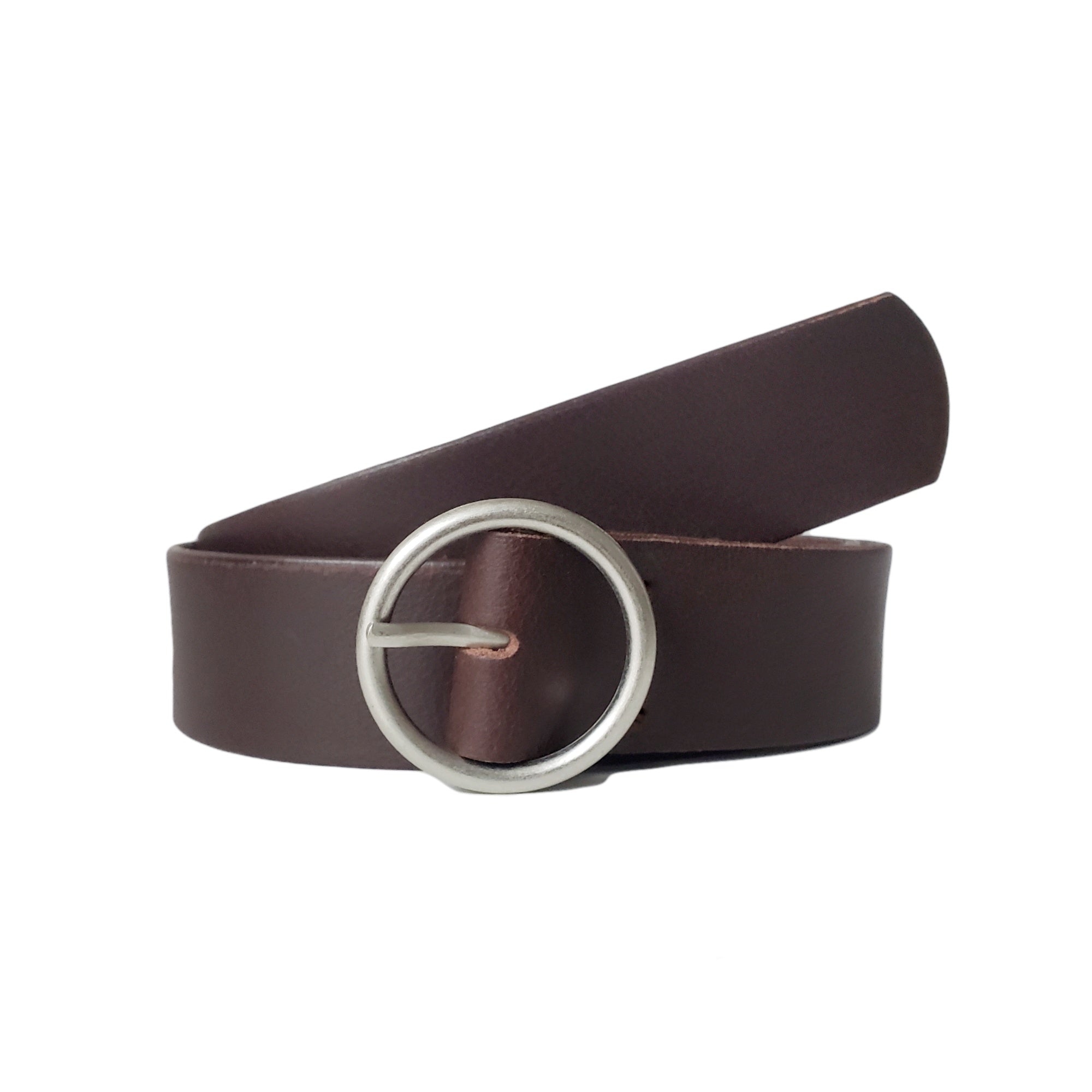 Sempre - Ceinture en cuir Vachetta marron avec boucle circulaire - Fabriquée au Canada 