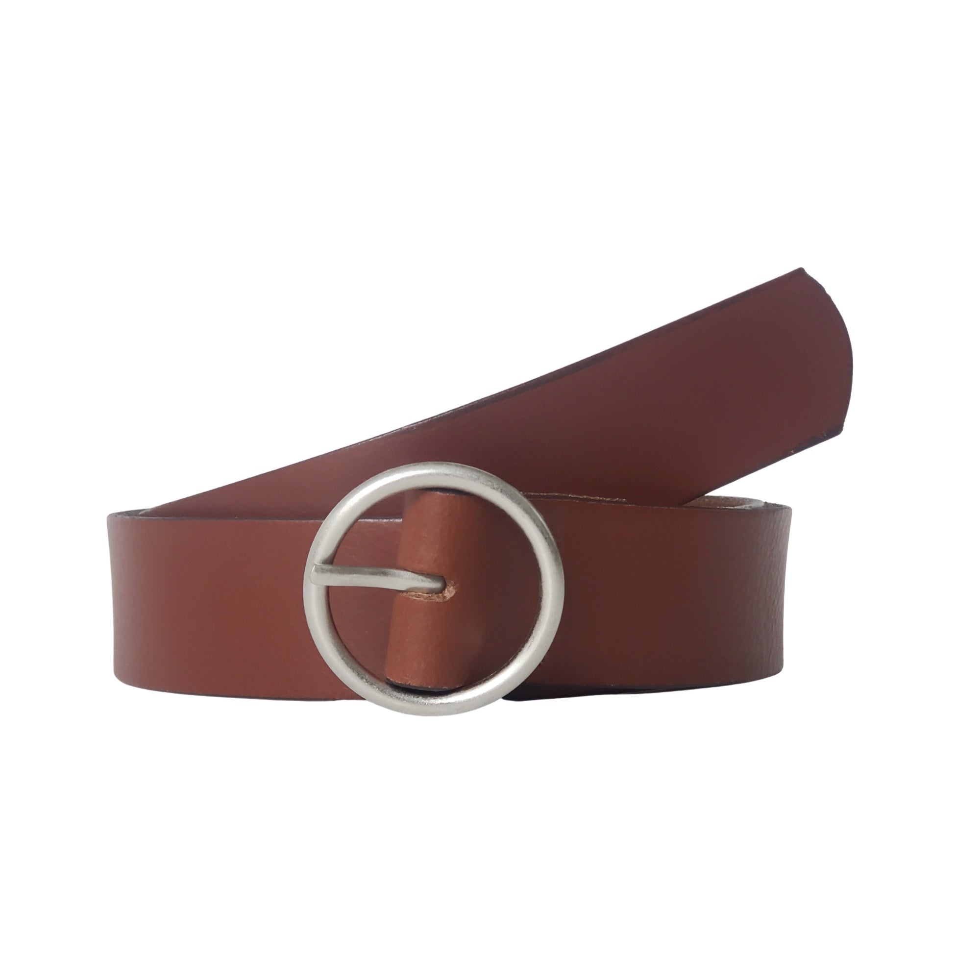 Sempre - Ceinture en cuir Vachetta marron avec boucle circulaire - Fabriquée au Canada  5