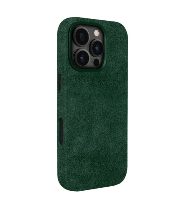 Green Alcantara Case For iPhone 16 Pro 3
