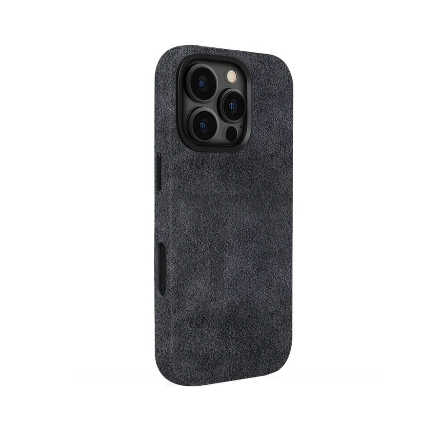 Grey Alcantara Case For iPhone 16 Pro 3