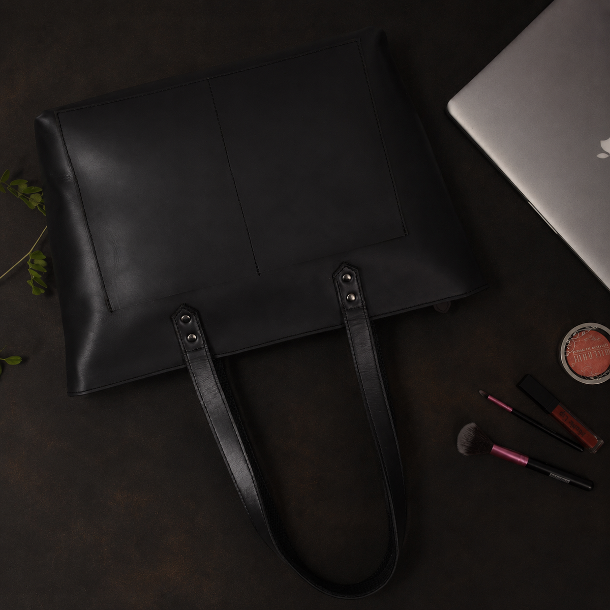 Classic Black Leather Tote Bag 7