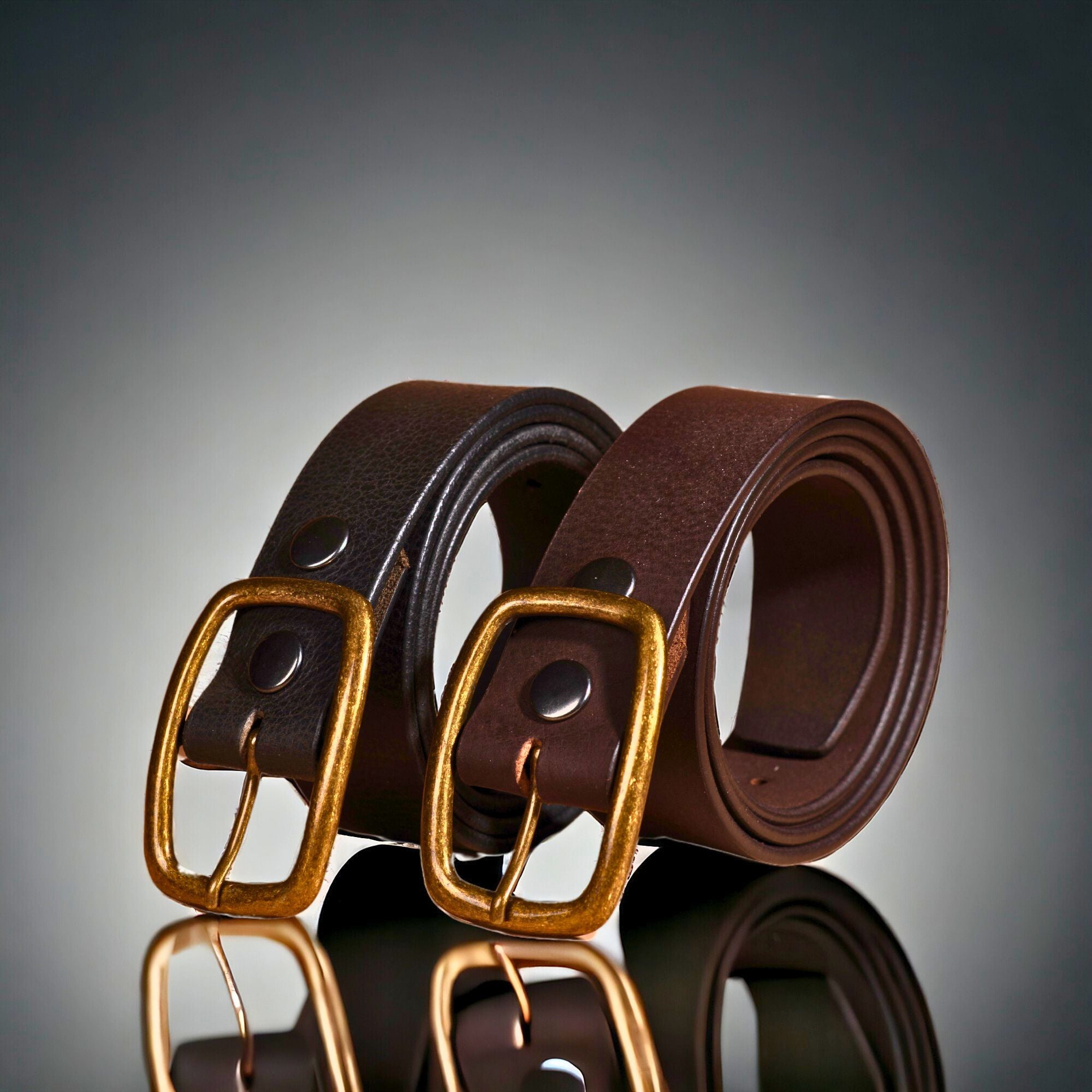 Amara - Black Leather Dress Belt with Gold Buckle - Made in Canada 6