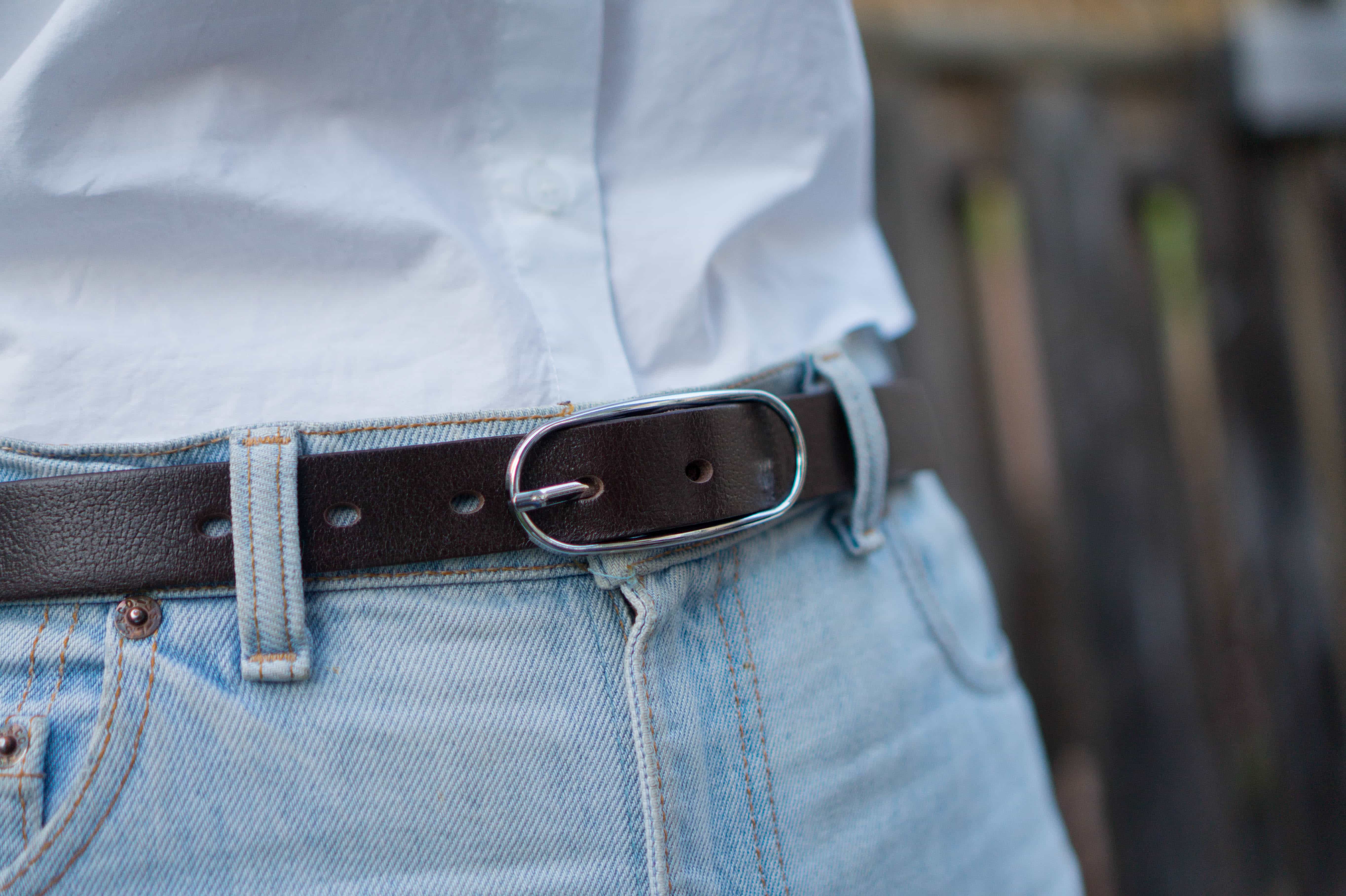 Aika - Black Leather Waist Belt with Oval Buckle - Made in Canada 3