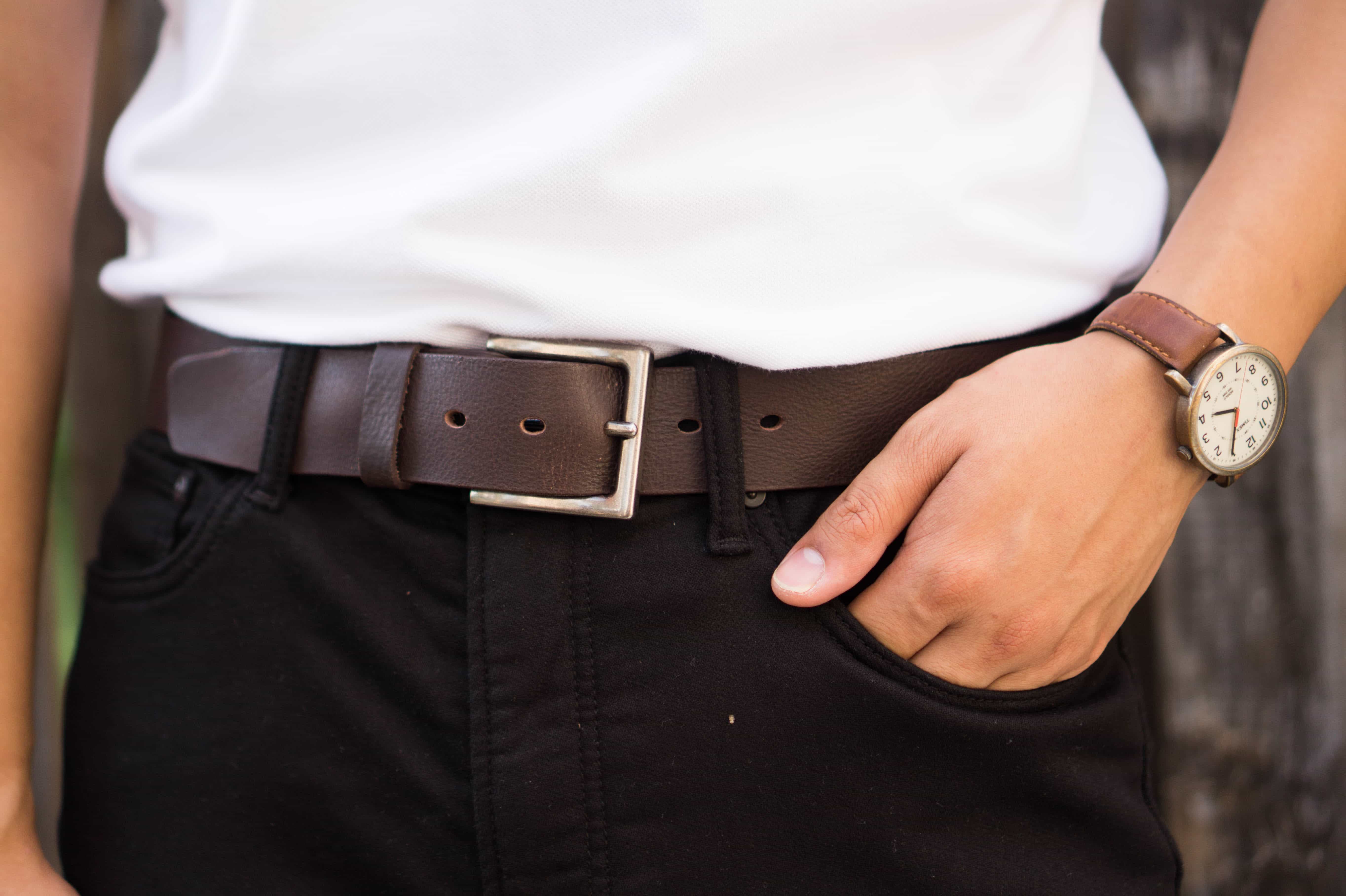 Ceinture The Long Haul - Ceinture classique noire 100% cuir véritable  8
