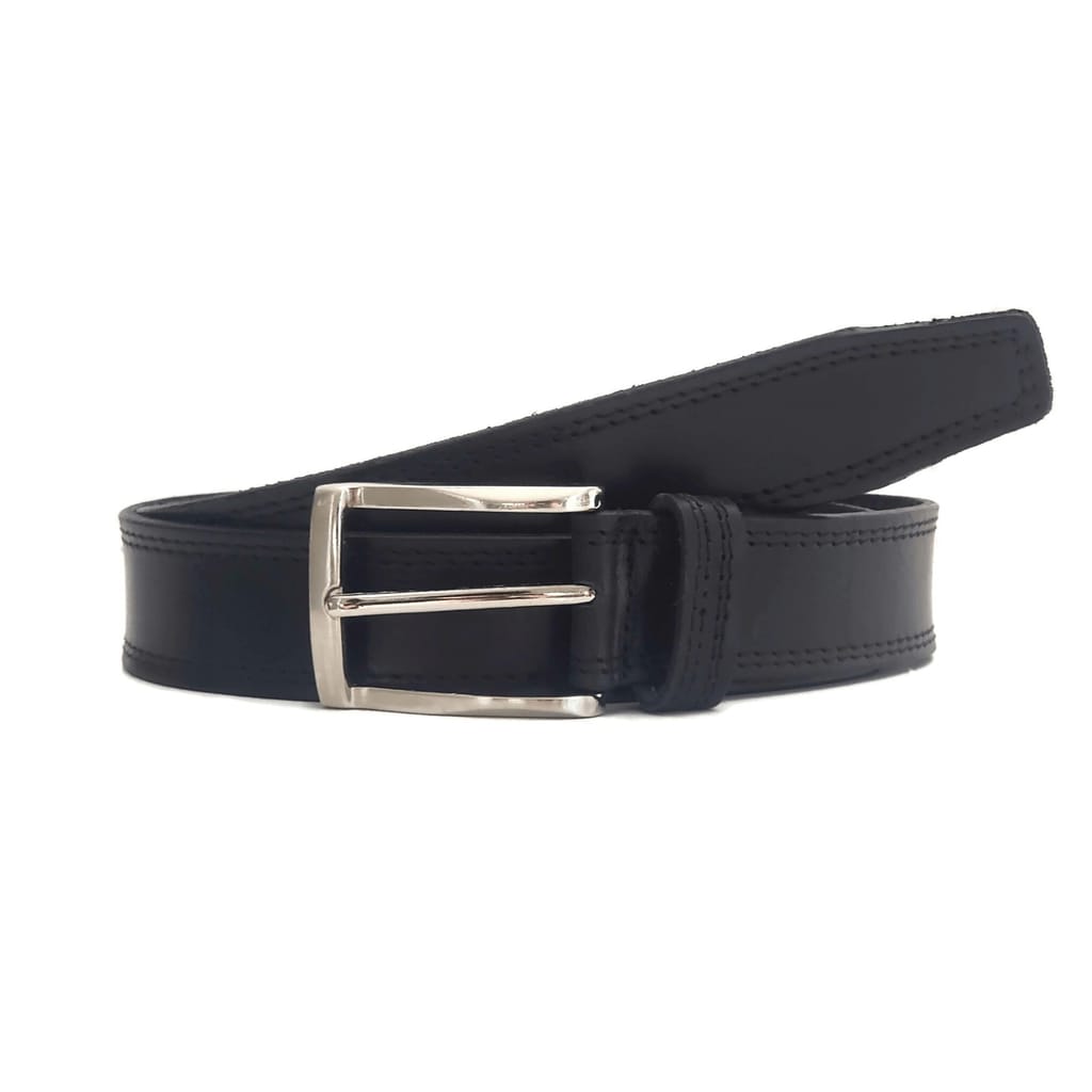 Ceinture Milestone - Ceinture noire habillée 100% cuir véritable  8