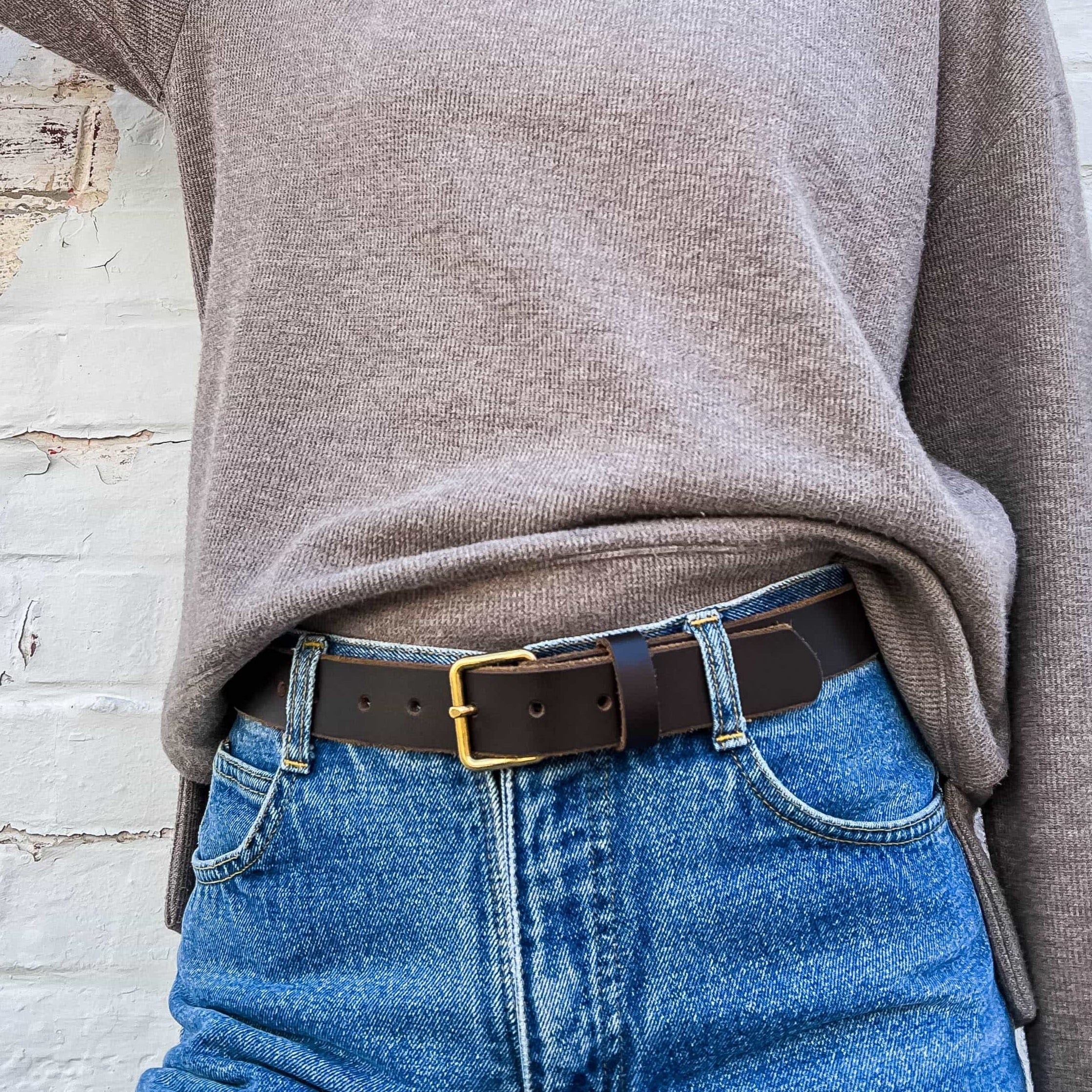 Kyomi- Cognac 100% Premium Leather Belt- Made in Canada 6