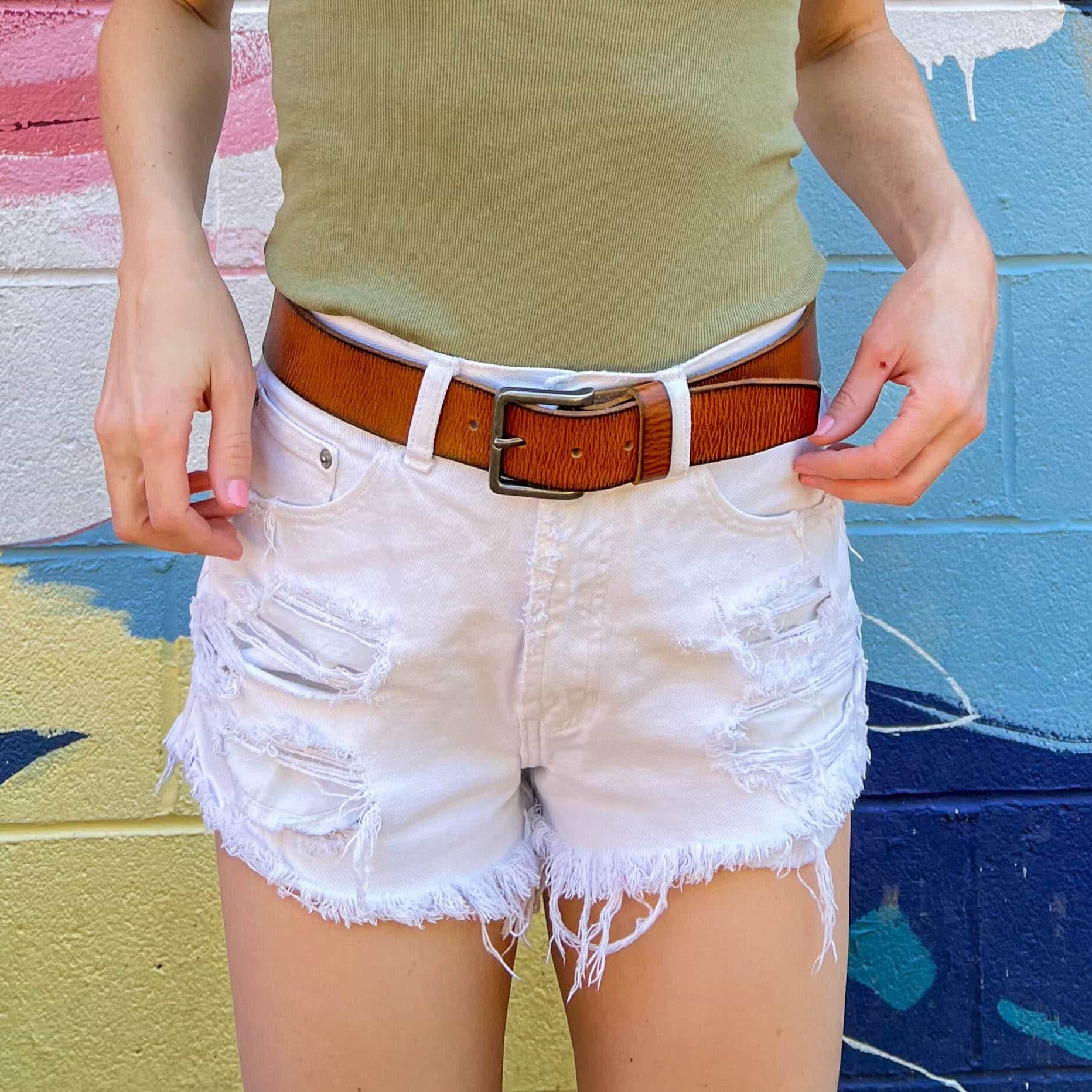 Canyon Belt  - Tan Women's Leather Belt & Charred Edges