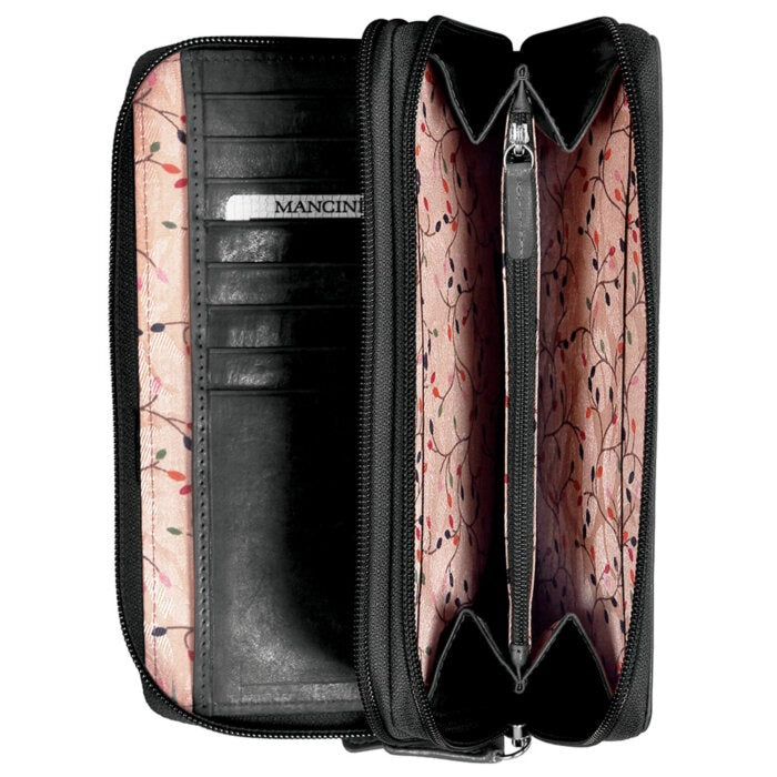 Mancini Casablanca Ladies’ RFID Secure Double Zipper Wallet 15