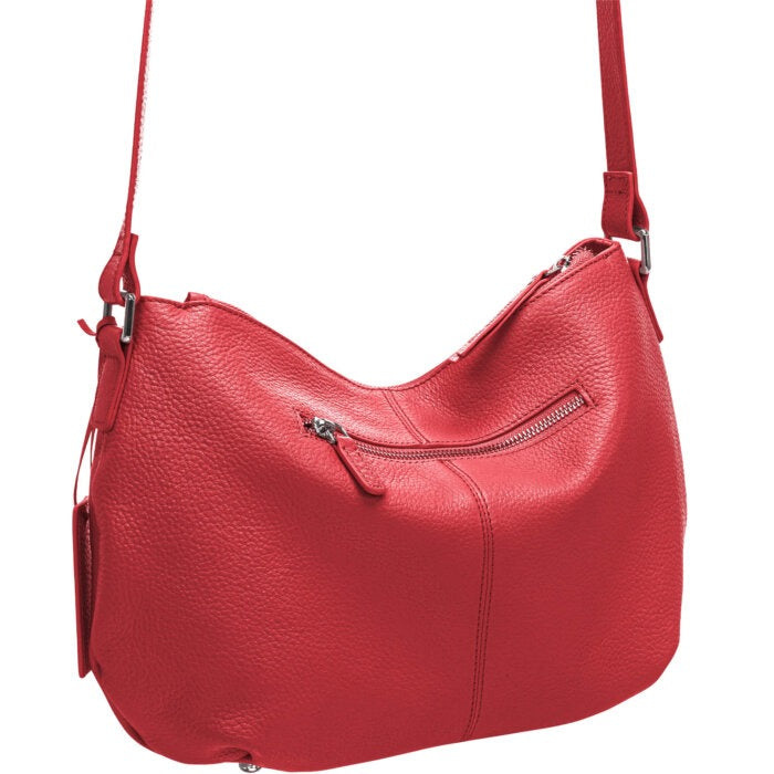 Mancini Pebbled Scarlet Crossbody Hobo Bag 6