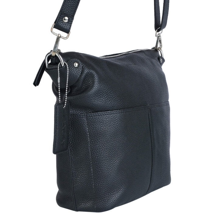 Mancini Pebbled Susan Crossbody Hobo 12