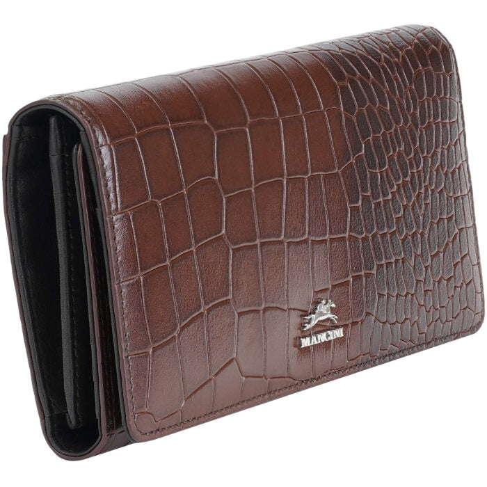 Mancini Croco2 Women’s Trifold Wallet 15