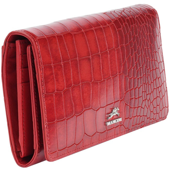 Mancini Croco2 Women’s Trifold Wallet 24