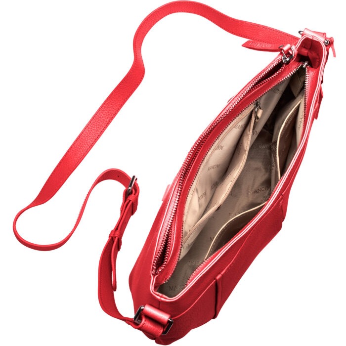 Mancini Pebbled Scarlet Crossbody Hobo Bag 12