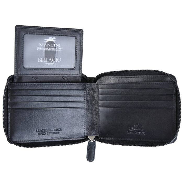 MANCINI Bellagio Zippered RFID Billfold with Removable Passcase 12