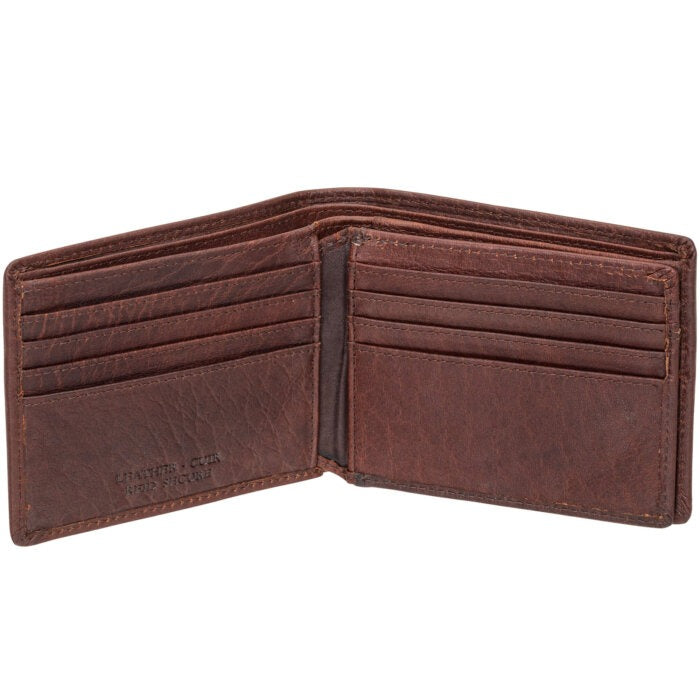 MANCINI Buffalo RFID Secure Center Wing Wallet with Coin Pocket 10