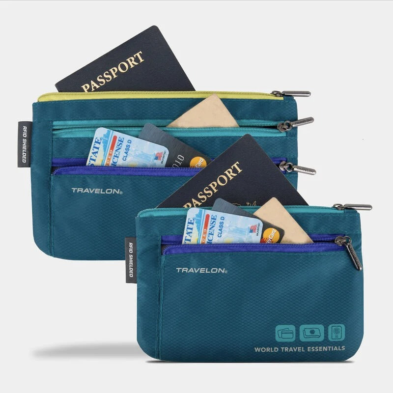 Travelon World Travel Essentials Currency &amp; Passport Organizer Set 2