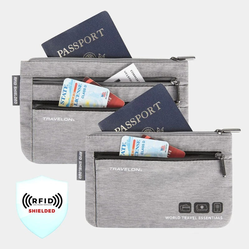 Travelon World Travel Essentials Currency &amp; Passport Organizer Set 3