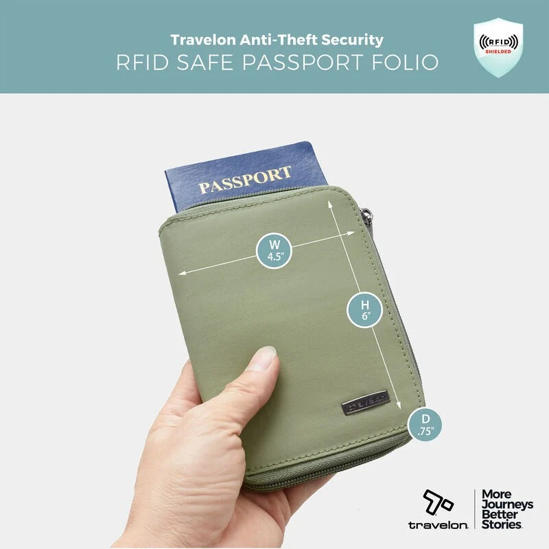 Travelon RFID Blocking Passport Zip Wallet 24