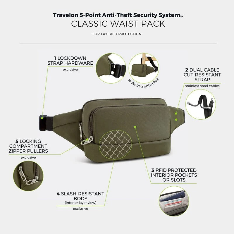 Travelon Anti-Theft Classic Waist Pack 13