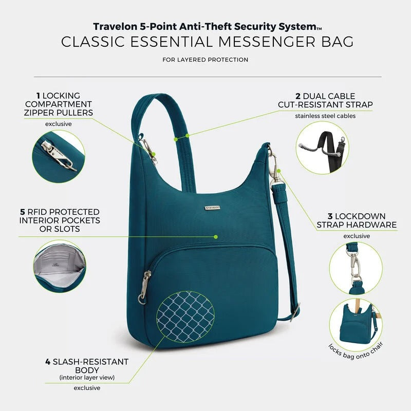 SAC BANDOULIÈRE ANTIVOL TRAVELON CLASSIQUE 24
