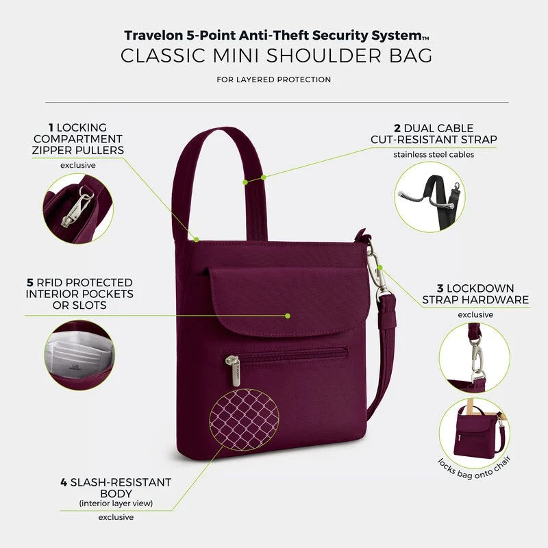 Travelon Anti-Theft Classic Mini Shoulder Bag 14