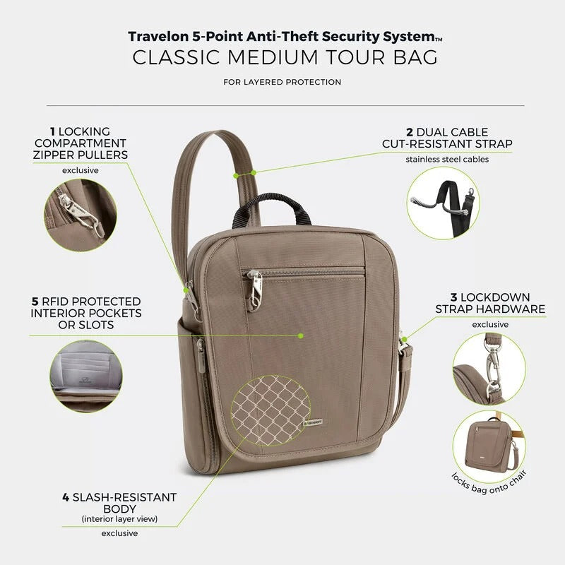 Travelon Anti-Theft Classic Tour Bag 19