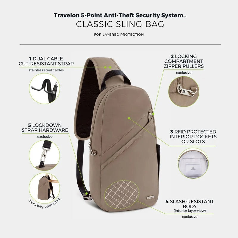 Travelon Anti-Theft Classic Sling Bag 14