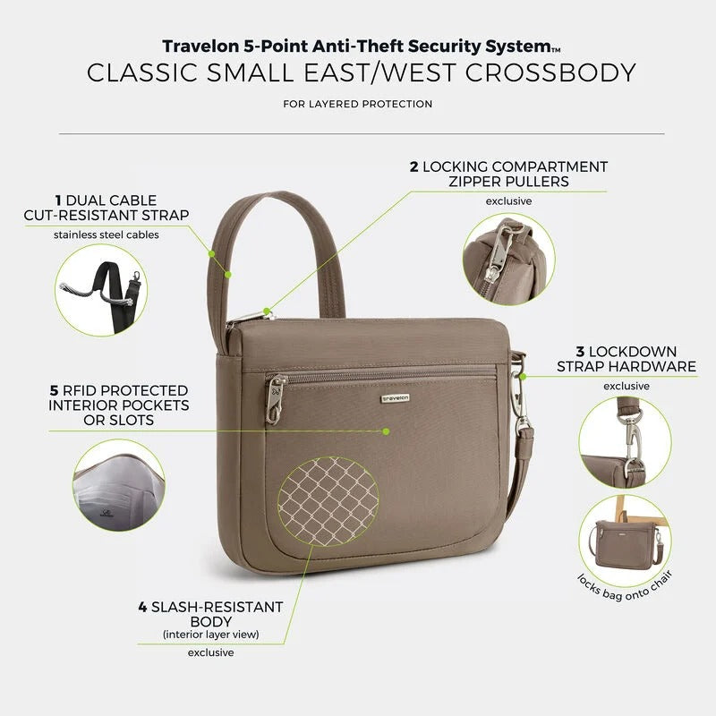 Travelon Anti-Theft Classic Small E/W Crossbody 19