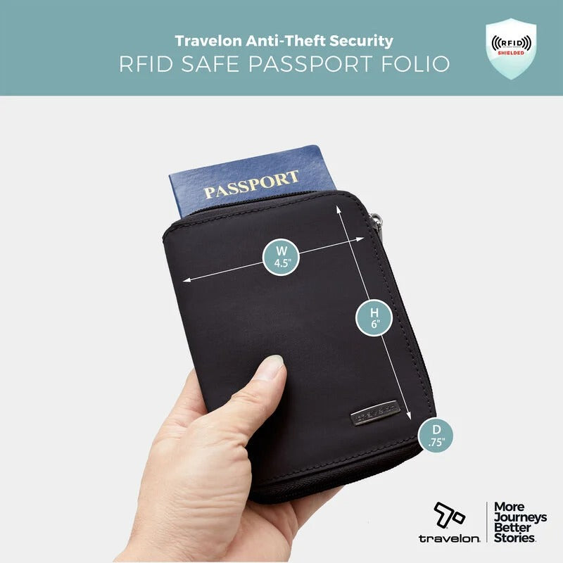 Travelon RFID Blocking Passport Zip Wallet 35