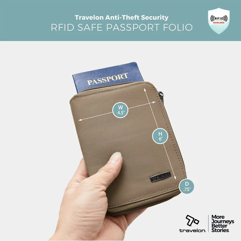 Travelon RFID Blocking Passport Zip Wallet 9