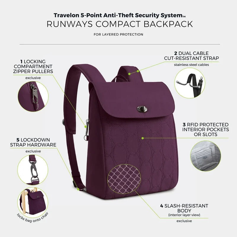 Travelon Runways Anti-Theft Compact Backpack 76