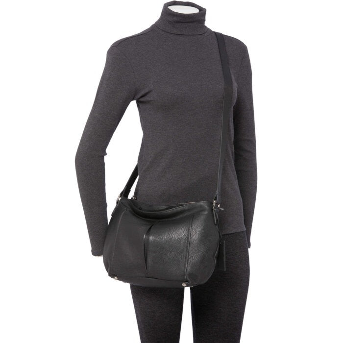 Mancini Pebbled Scarlet Crossbody Hobo Bag 8