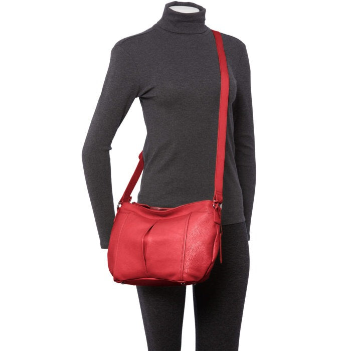 Mancini Pebbled Scarlet Crossbody Hobo Bag 3