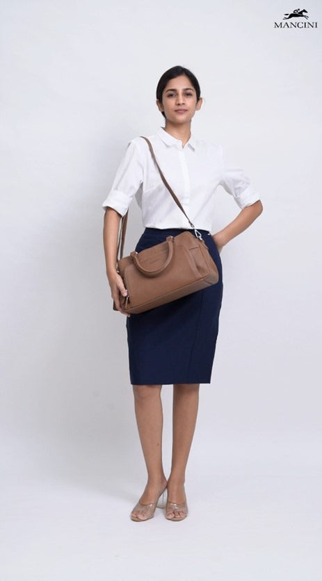 Mancini Pebbled Jennifer Satchel Bag 22