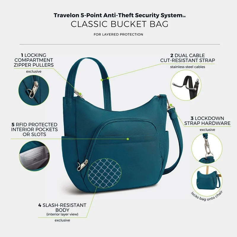 Travelon Anti-Theft Classic Crossbody Bucket Bag 27
