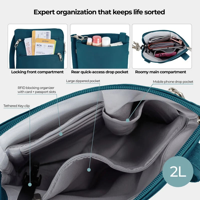Travelon Anti-Theft Classic Slim Double Zip Crossbody 33