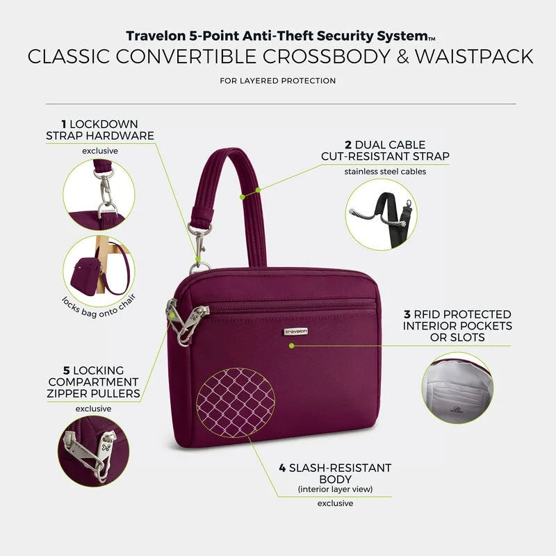 Travelon Anti-Theft Classic Convertible Crossbody 18