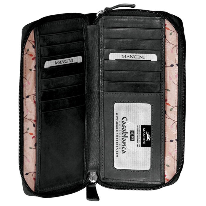 Mancini Casablanca Ladies’ RFID Secure Double Zipper Wallet 13