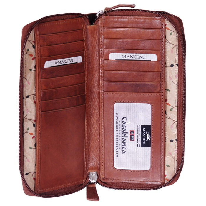 Mancini Casablanca Ladies’ RFID Secure Double Zipper Wallet 6