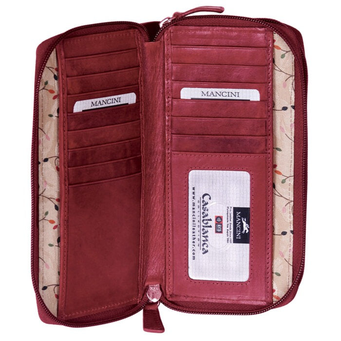 Mancini Casablanca Ladies’ RFID Secure Double Zipper Wallet 9
