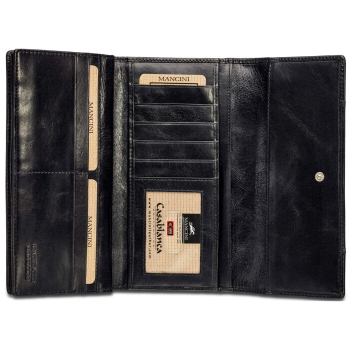 Mancini Casablanca Ladies’ RFID Secure Trifold Wallet 24