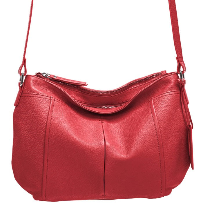 Mancini Pebbled Scarlet Crossbody Hobo Bag 4
