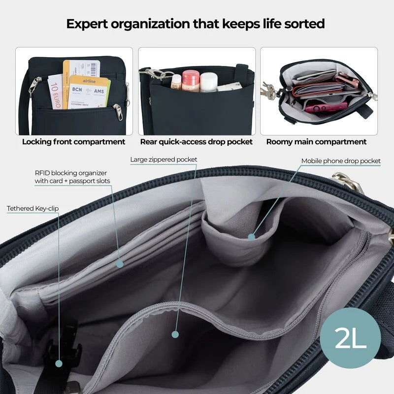 Travelon Anti-Theft Classic Slim Double Zip Crossbody 69