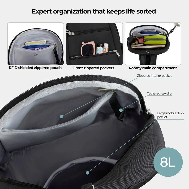 Travelon Anti-Theft Classic Convertible Sling Backpack 16