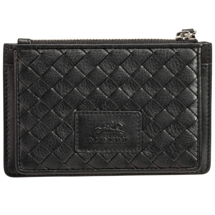 Mancini Basket Weave RFID Secure Card Case and Coin Pocket 21