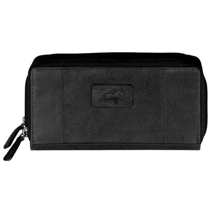 Mancini Casablanca Ladies’ RFID Secure Double Zipper Wallet 1