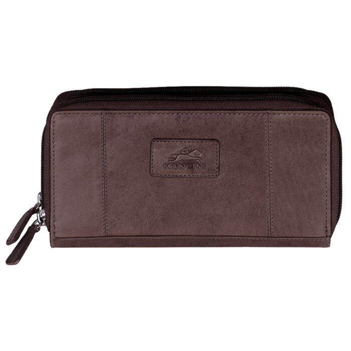Mancini Casablanca Ladies’ RFID Secure Double Zipper Wallet 2